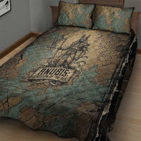 Anubis Quilt Bed Set Ancient Egyptian Aged Papyrus, Scales of Justice, and Egyptian Hieroglyph - Wonder Print Shop