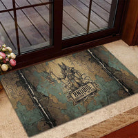 Anubis Rubber Doormat Ancient Egyptian Aged Papyrus, Scales of Justice, and Egyptian Hieroglyph - Wonder Print Shop