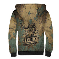 Anubis Sherpa Hoodie Ancient Egyptian Aged Papyrus, Scales of Justice, and Egyptian Hieroglyph - Wonder Print Shop