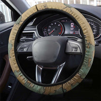 Anubis Steering Wheel Cover Ancient Egyptian Aged Papyrus, Scales of Justice, and Egyptian Hieroglyph - Wonder Print Shop