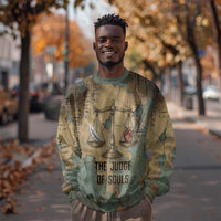 Anubis Sweatshirt Ancient Egyptian Aged Papyrus, Scales of Justice, and Egyptian Hieroglyph - Wonder Print Shop