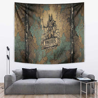 Anubis Tapestry Ancient Egyptian Aged Papyrus, Scales of Justice, and Egyptian Hieroglyph - Wonder Print Shop