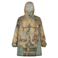 Anubis Wearable Blanket Hoodie Ancient Egyptian Aged Papyrus, Scales of Justice, and Egyptian Hieroglyph - Wonder Print Shop