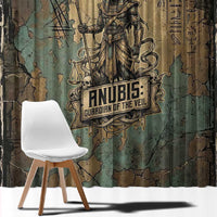 Anubis Window Curtain Ancient Egyptian Aged Papyrus, Scales of Justice, and Egyptian Hieroglyph - Wonder Print Shop