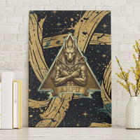 Anubis Ancient Egyptian Canvas Wall Art with Starry Mummy Wrap Pattern, Anubis Warrior Illustration, and Pyramid - Wonder Print Shop