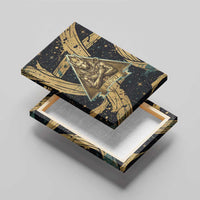 Anubis Ancient Egyptian Canvas Wall Art with Starry Mummy Wrap Pattern, Anubis Warrior Illustration, and Pyramid - Wonder Print Shop