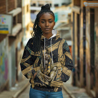 Anubis Ancient Egyptian Hoodie with Starry Mummy Wrap Pattern, Anubis Warrior Illustration, and Pyramid - Wonder Print Shop