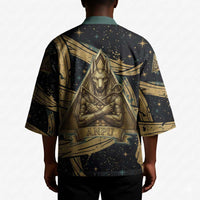Anubis Ancient Egyptian Kimono with Starry Mummy Wrap Pattern, Anubis Warrior Illustration, and Pyramid - Wonder Print Shop