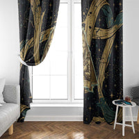 Anubis Ancient Egyptian Window Curtain with Starry Mummy Wrap Pattern, Anubis Warrior Illustration, and Pyramid - Wonder Print Shop