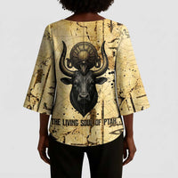 Apis Kimono Sleeve Blouse Ancient Egyptian Papyrus Map, Egyptian Crown Bull Illustration - Wonder Print Shop