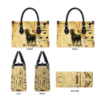 Apis Leather Bag Ancient Egyptian Papyrus Map, Egyptian Crown Bull Illustration - Wonder Print Shop