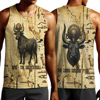Apis Men Tank Top Ancient Egyptian Papyrus Map, Egyptian Crown Bull Illustration - Wonder Print Shop