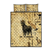 Apis Quilt Bed Set Ancient Egyptian Papyrus Map, Egyptian Crown Bull Illustration - Wonder Print Shop