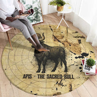 Apis Round Carpet Ancient Egyptian Papyrus Map, Egyptian Crown Bull Illustration - Wonder Print Shop