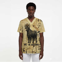 Apis Scrub Top Ancient Egyptian Papyrus Map, Egyptian Crown Bull Illustration - Wonder Print Shop