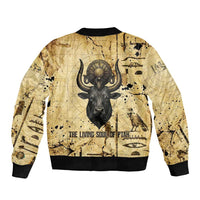 Apis Sleeve Zip Bomber Jacket Ancient Egyptian Papyrus Map, Egyptian Crown Bull Illustration - Wonder Print Shop