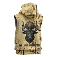 Apis Sleeveless Hoodie Ancient Egyptian Papyrus Map, Egyptian Crown Bull Illustration - Wonder Print Shop
