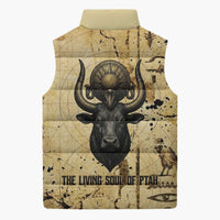 Apis Sleeveless Puffer Jacket Ancient Egyptian Papyrus Map, Egyptian Crown Bull Illustration - Wonder Print Shop