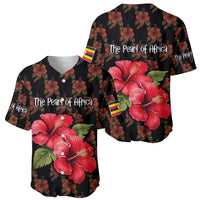 Uganda Baseball Jersey with Hibiscus Flower Pattern and The Pearl of Africa Text