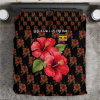 Uganda Bedding Set with Hibiscus Flower Pattern and The Pearl of Africa Text