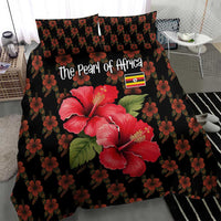 Uganda Bedding Set with Hibiscus Flower Pattern and The Pearl of Africa Text