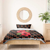 Uganda Bedding Set with Hibiscus Flower Pattern and The Pearl of Africa Text
