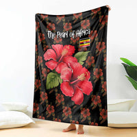 Uganda Blanket with Hibiscus Flower Pattern and The Pearl of Africa Text