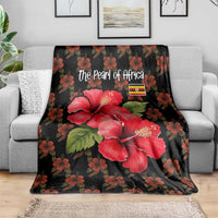 Uganda Blanket with Hibiscus Flower Pattern and The Pearl of Africa Text