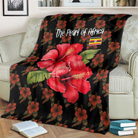 Uganda Blanket with Hibiscus Flower Pattern and The Pearl of Africa Text
