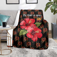 Uganda Blanket with Hibiscus Flower Pattern and The Pearl of Africa Text