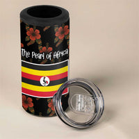 Uganda 4 in 1 Can Cooler Tumbler with Hibiscus Flower Pattern and The Pearl of Africa Text