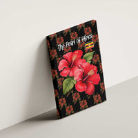 Uganda Canvas Wall Art with Hibiscus Flower Pattern and The Pearl of Africa Text