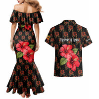 Uganda Couples Matching Mermaid Dress and Hawaiian Shirt with Hibiscus Flower Pattern and The Pearl of Africa Text