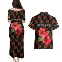 Uganda Couples Matching Puletasi and Hawaiian Shirt with Hibiscus Flower Pattern and The Pearl of Africa Text