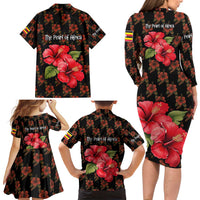 Uganda Family Matching Long Sleeve Bodycon Dress and Hawaiian Shirt with Hibiscus Flower Pattern and The Pearl of Africa Text