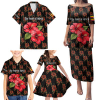 Uganda Family Matching Puletasi and Hawaiian Shirt with Hibiscus Flower Pattern and The Pearl of Africa Text