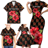 Uganda Family Matching Short Sleeve Bodycon Dress and Hawaiian Shirt with Hibiscus Flower Pattern and The Pearl of Africa Text