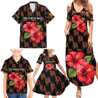 Uganda Family Matching Summer Maxi Dress and Hawaiian Shirt with Hibiscus Flower Pattern and The Pearl of Africa Text