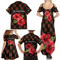 Uganda Family Matching Summer Maxi Dress and Hawaiian Shirt with Hibiscus Flower Pattern and The Pearl of Africa Text