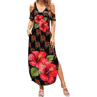 Uganda Family Matching Summer Maxi Dress and Hawaiian Shirt with Hibiscus Flower Pattern and The Pearl of Africa Text