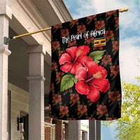 Uganda Garden Flag with Hibiscus Flower Pattern and The Pearl of Africa Text