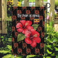 Uganda Garden Flag with Hibiscus Flower Pattern and The Pearl of Africa Text