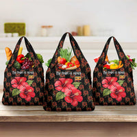 Uganda Grocery Bag with Hibiscus Flower Pattern and The Pearl of Africa Text