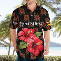 Uganda Hawaiian Shirt with Hibiscus Flower Pattern and The Pearl of Africa Text