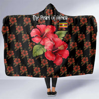 Uganda Hooded Blanket with Hibiscus Flower Pattern and The Pearl of Africa Text