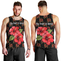 Uganda Men Tank Top with Hibiscus Flower Pattern and The Pearl of Africa Text
