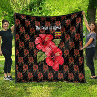 Uganda Quilt with Hibiscus Flower Pattern and The Pearl of Africa Text