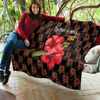 Uganda Quilt with Hibiscus Flower Pattern and The Pearl of Africa Text