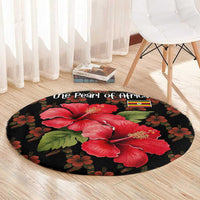Uganda Round Carpet with Hibiscus Flower Pattern and The Pearl of Africa Text