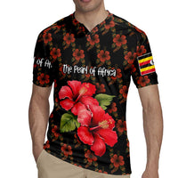 Uganda Rugby Jersey with Hibiscus Flower Pattern and The Pearl of Africa Text